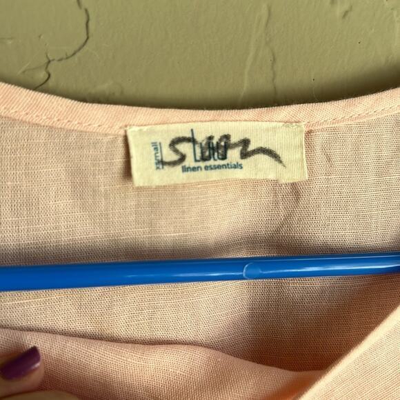 Pink linen, cotton‎ blend, baby tunic puff sleeve oversized size extra small - Picture 3 of 5